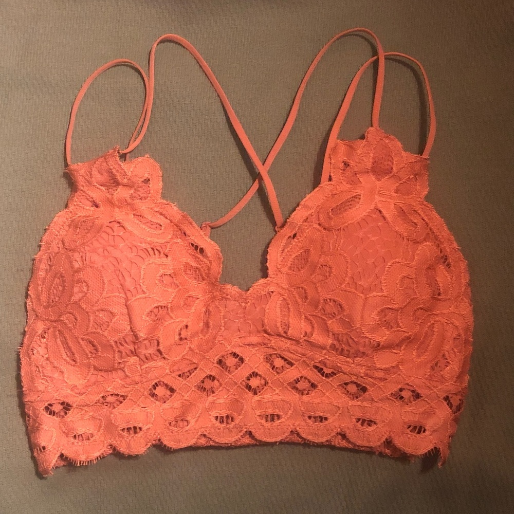 Wishlist Lace Bralette - Coral Pink Floral Lace
